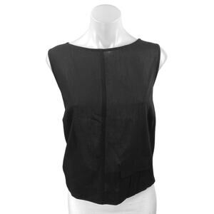 NEW Rene Lezard 100% Wool Womens Black Sleeveless Boatneck Tank Shirt Top Size S